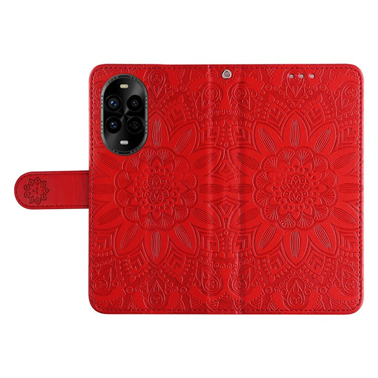 For Huawei nova 13 Pro 5G Case Sunflower Imprint Leather Wallet Phone Cover - Red