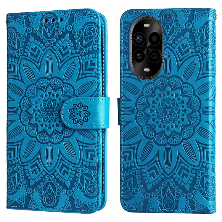 For Huawei nova 13 Pro 5G Case Sunflower Imprint Leather Wallet Phone Cover - Blue