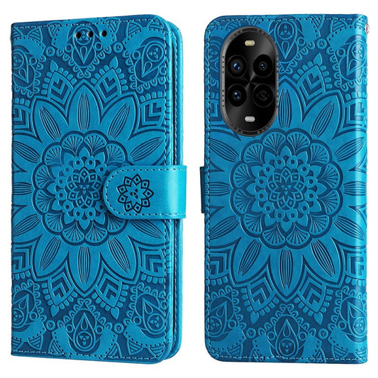 For Huawei nova 13 Pro 5G Case Sunflower Imprint Leather Wallet Phone Cover - Blue