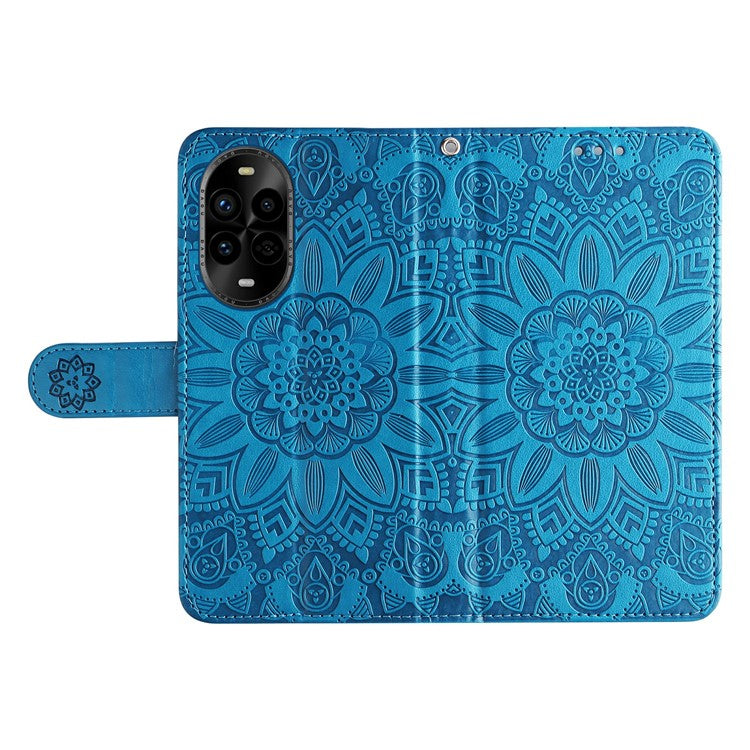 For Huawei nova 13 Pro 5G Case Sunflower Imprint Leather Wallet Phone Cover - Blue