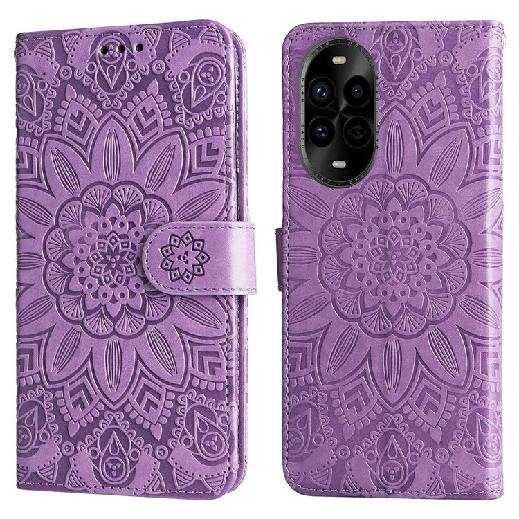 For Huawei nova 13 Pro 5G Case Sunflower Imprint Leather Wallet Phone Cover - Purple