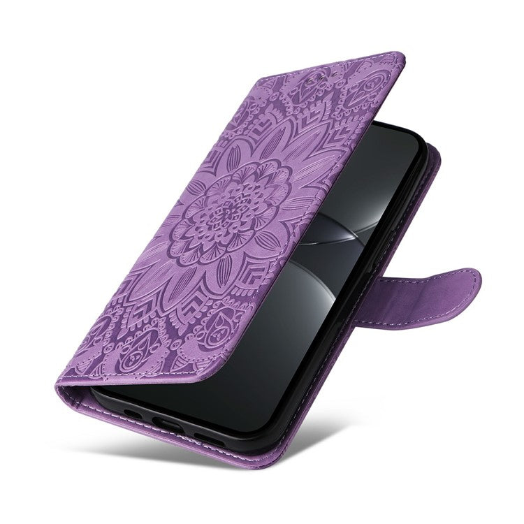 For Huawei nova 13 Pro 5G Case Sunflower Imprint Leather Wallet Phone Cover - Purple