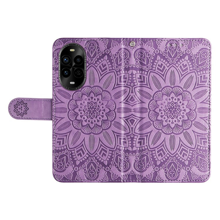 For Huawei nova 13 Pro 5G Case Sunflower Imprint Leather Wallet Phone Cover - Purple