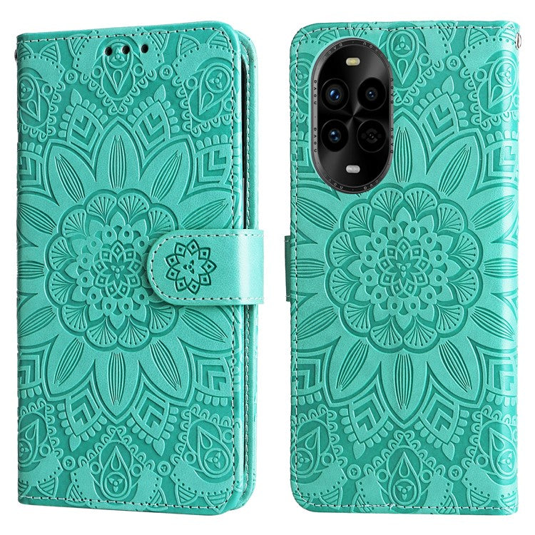 For Huawei nova 13 Pro 5G Case Sunflower Imprint Leather Wallet Phone Cover - Green