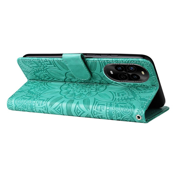 For Huawei nova 13 Pro 5G Case Sunflower Imprint Leather Wallet Phone Cover - Green
