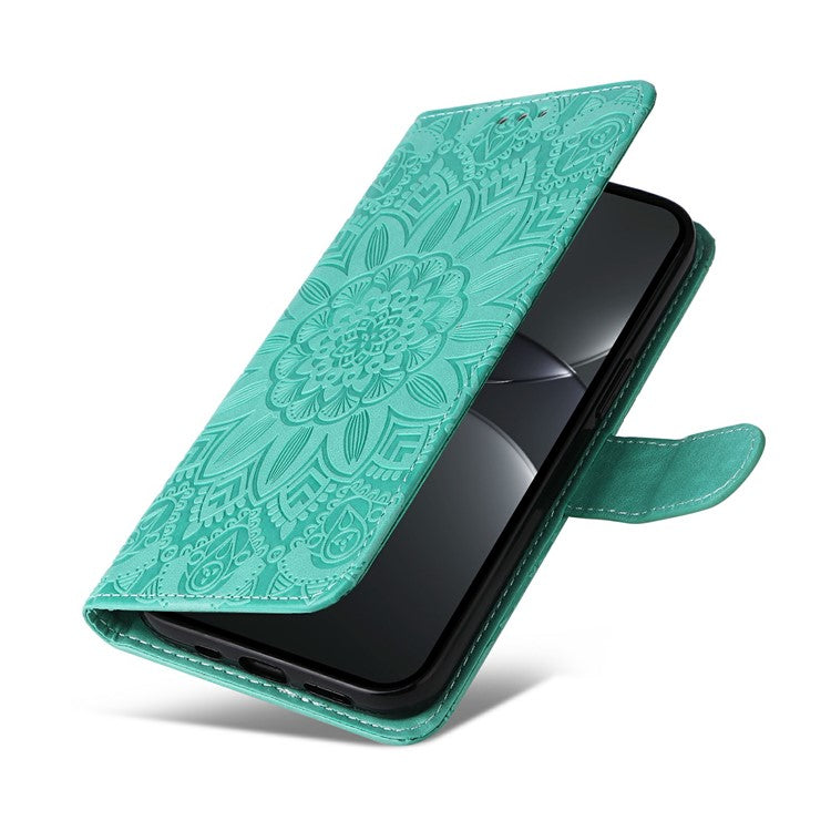 For Huawei nova 13 Pro 5G Case Sunflower Imprint Leather Wallet Phone Cover - Green