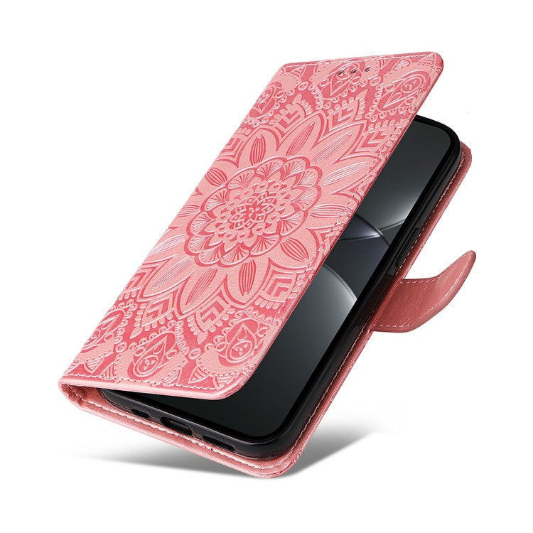 For Huawei nova 13 Pro 5G Case Sunflower Imprint Leather Wallet Phone Cover - Pink