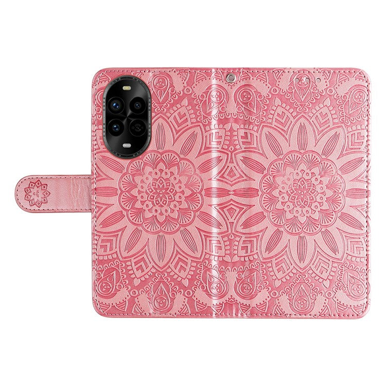 For Huawei nova 13 Pro 5G Case Sunflower Imprint Leather Wallet Phone Cover - Pink