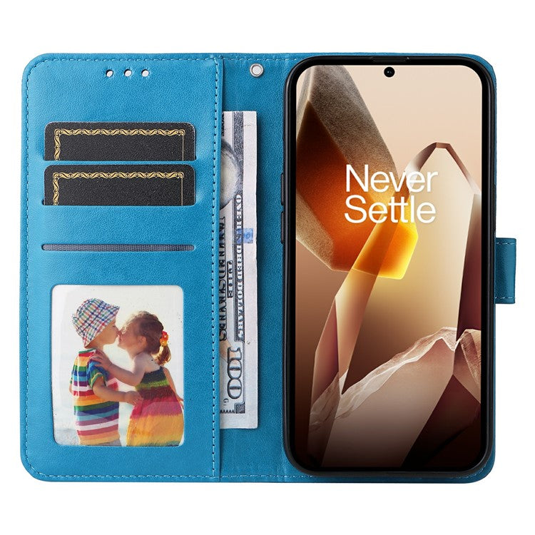 For OnePlus 13 Case Sunflower Imprint Leather Wallet Phone Cover - Blue