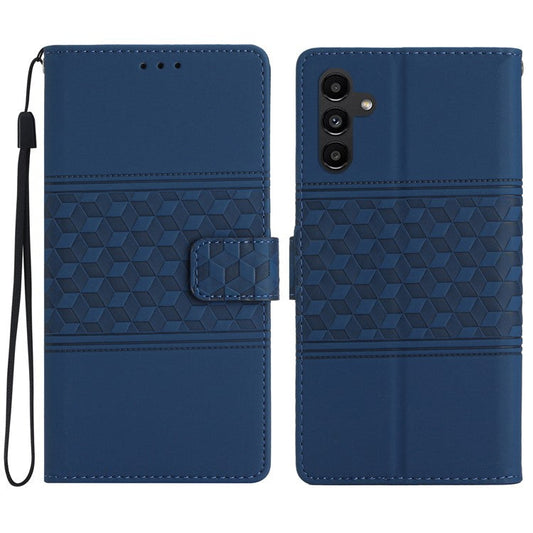 For Samsung Galaxy A36 5G Case Rhombus Leather Horizontal Flip Phone Cover - Blue