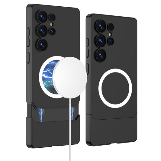 GKK For Samsung Galaxy S25 Ultra Case Compatible with MagSafe PC Phone Cover Dual Color Design - Black / Black