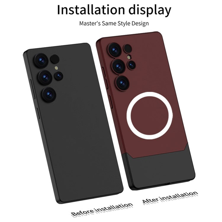 GKK For Samsung Galaxy S25 Ultra Case Compatible with MagSafe PC Phone Cover Dual Color Design - Black / Black