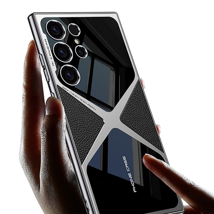 GKK For Samsung Galaxy S23 Ultra Case X Shape Design Protective Hybrid Phone Cover - Carbon Fiber Texture