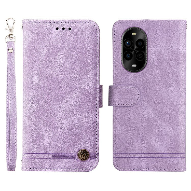 For Huawei nova 13 Pro 5G Wallet Case Skin Touch Leather Phone Cover Tree Pattern Hardware - Purple