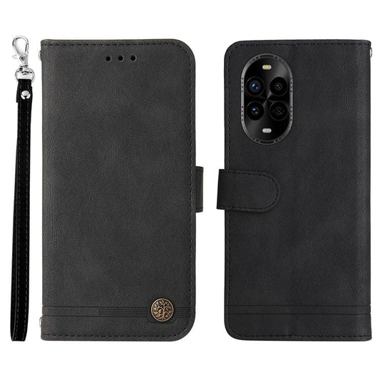 For Huawei nova 13 Pro 5G Wallet Case Skin Touch Leather Phone Cover Tree Pattern Hardware - Black
