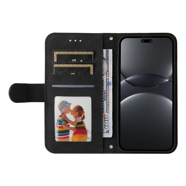 For Huawei nova 13 Pro 5G Wallet Case Skin Touch Leather Phone Cover Tree Pattern Hardware - Black