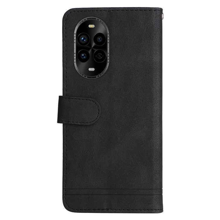 For Huawei nova 13 Pro 5G Wallet Case Skin Touch Leather Phone Cover Tree Pattern Hardware - Black