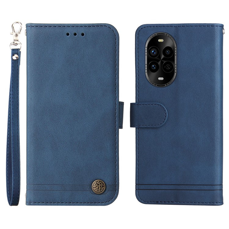 For Huawei nova 13 Pro 5G Wallet Case Skin Touch Leather Phone Cover Tree Pattern Hardware - Blue