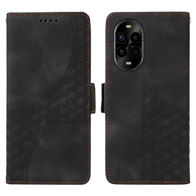 For Huawei nova 13 Pro 5G Case PU Leather Phone Cover Rhombus Starry Imprinted - Black