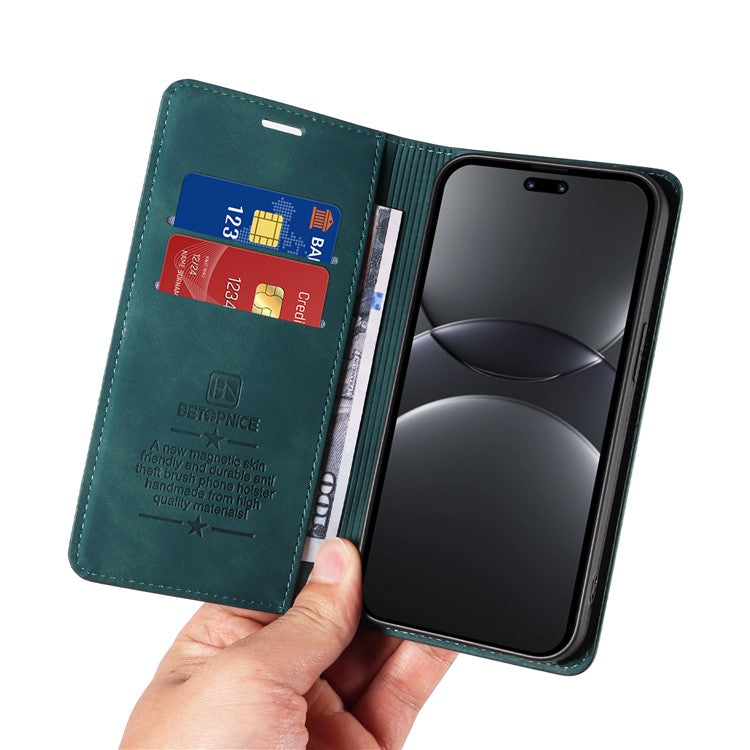 BETOPNICE 003 For Huawei nova 13 Pro 5G Wallet Case Leather Phone Cover with Stand - Green