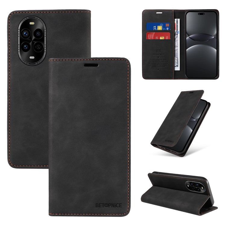 BETOPNICE 003 For Huawei nova 13 Pro 5G Wallet Case Leather Phone Cover with Stand - Black