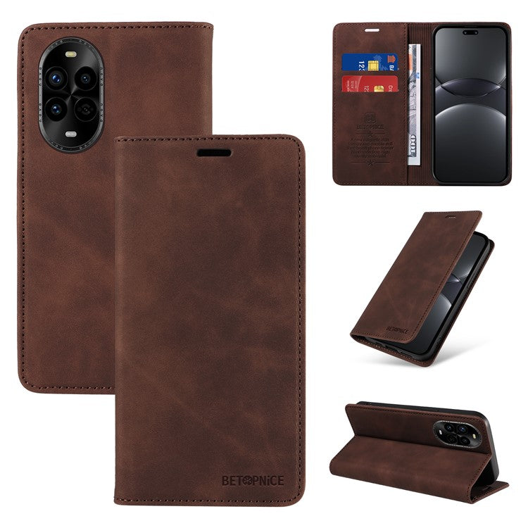 BETOPNICE 003 For Huawei nova 13 Pro 5G Wallet Case Leather Phone Cover with Stand - Brown