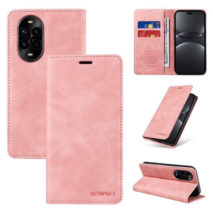 BETOPNICE 003 For Huawei nova 13 Pro 5G Wallet Case Leather Phone Cover with Stand - Pink