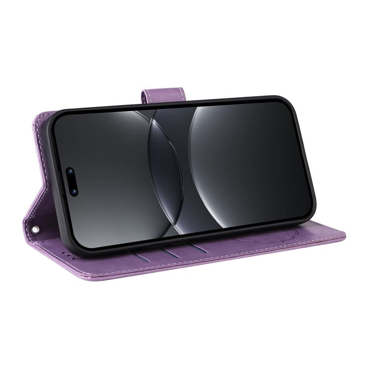 For Huawei nova 13 Pro 5G Leather Case Butterfly Floral Imprint Wallet Stand Cover - Purple