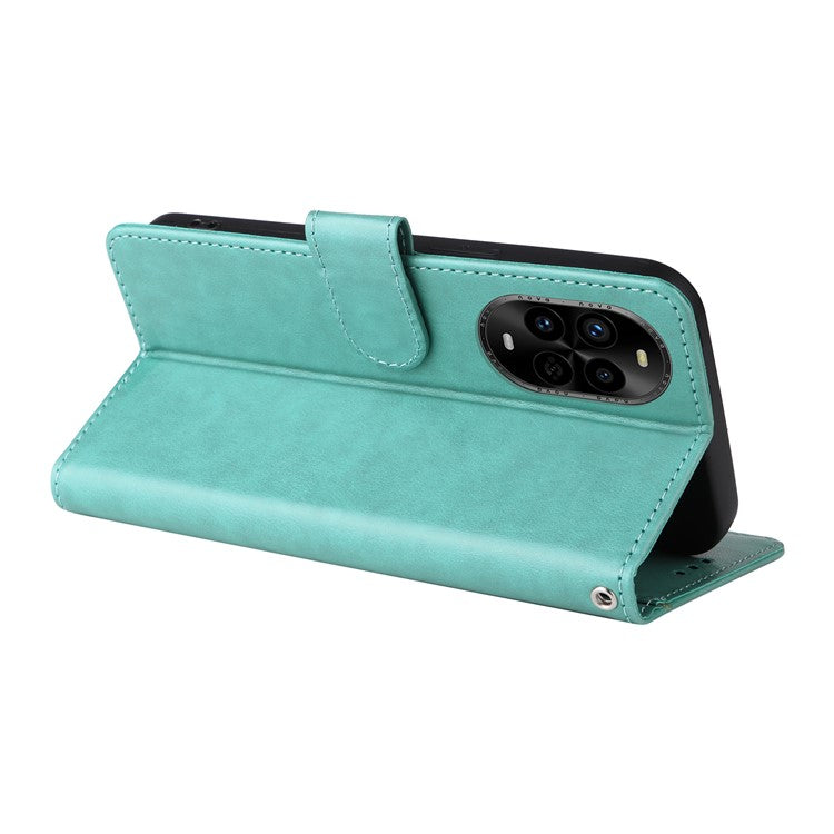 For Huawei nova 13 Pro 5G Leather Case Butterfly Floral Imprint Wallet Stand Cover - Green