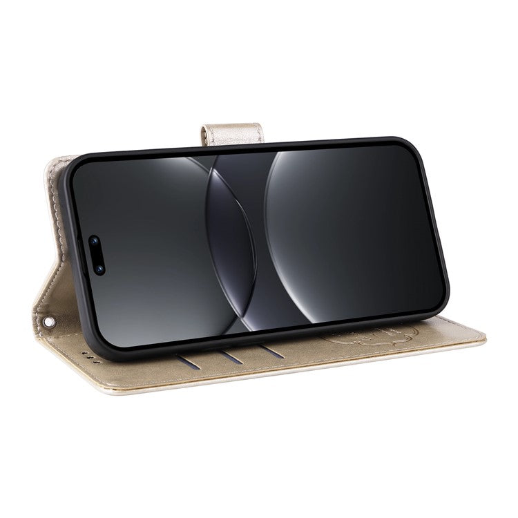 For Huawei nova 13 Pro 5G Leather Case Butterfly Floral Imprint Wallet Stand Cover - Gold