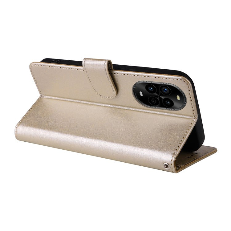 For Huawei nova 13 Pro 5G Leather Case Butterfly Floral Imprint Wallet Stand Cover - Gold