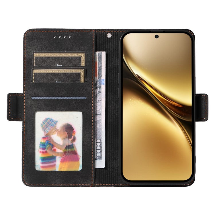 For vivo X200 Pro 5G Case PU Leather Phone Cover Rhombus Starry Imprinted - Black