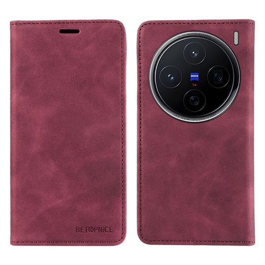 BETOPNICE 003 For vivo X200 5G Wallet Case Leather Phone Cover with Stand - Red