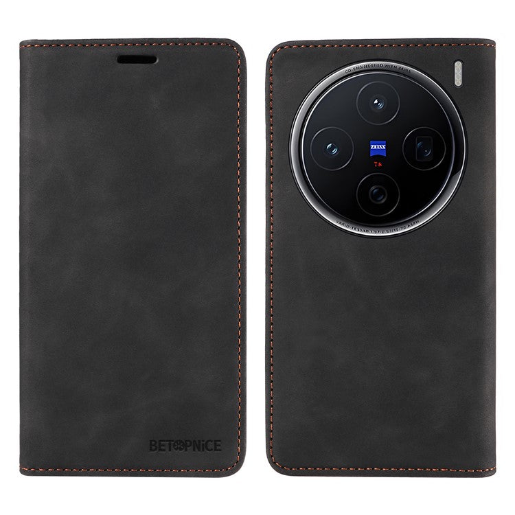 BETOPNICE 003 For vivo X200 5G Wallet Case Leather Phone Cover with Stand - Black