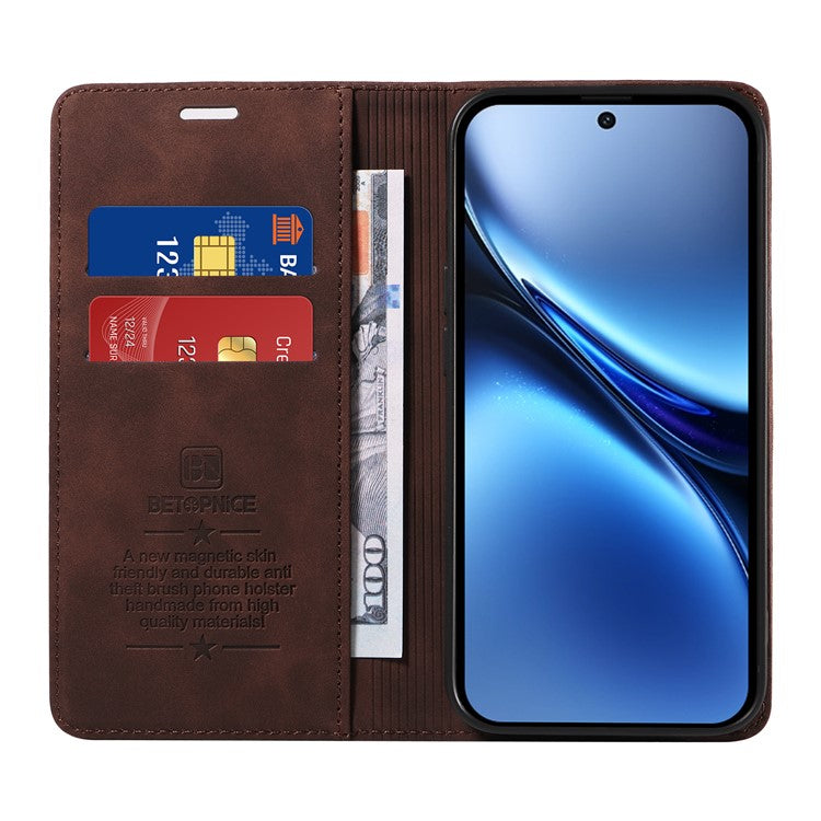 BETOPNICE 003 For vivo X200 5G Wallet Case Leather Phone Cover with Stand - Brown