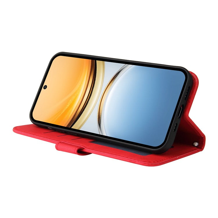 For vivo Y300 Pro 5G Wallet Case Skin Touch Leather Phone Cover Tree Pattern Hardware - Red