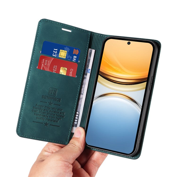 BETOPNICE 003 For vivo Y300 Pro 5G Wallet Case Leather Phone Cover with Stand - Green