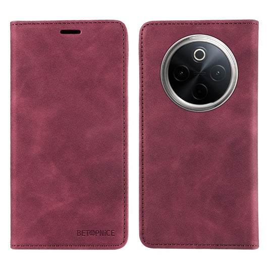 BETOPNICE 003 For vivo Y300 Pro 5G Wallet Case Leather Phone Cover with Stand - Red