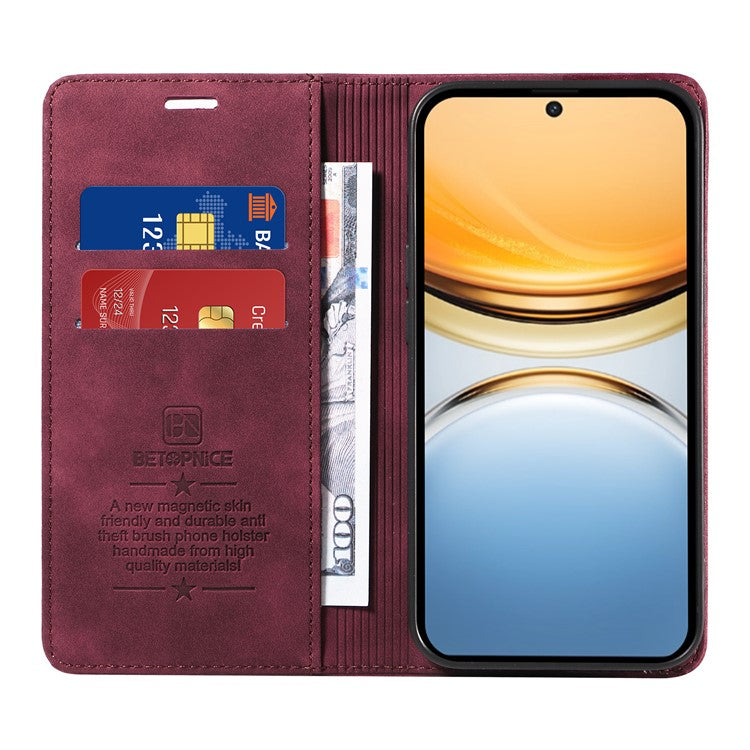 BETOPNICE 003 For vivo Y300 Pro 5G Wallet Case Leather Phone Cover with Stand - Red