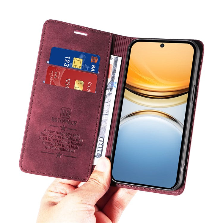 BETOPNICE 003 For vivo Y300 Pro 5G Wallet Case Leather Phone Cover with Stand - Red