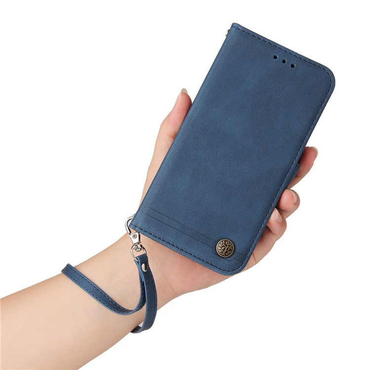 For OnePlus 13 Wallet Case Skin Touch Leather Phone Cover Tree Pattern Hardware - Blue