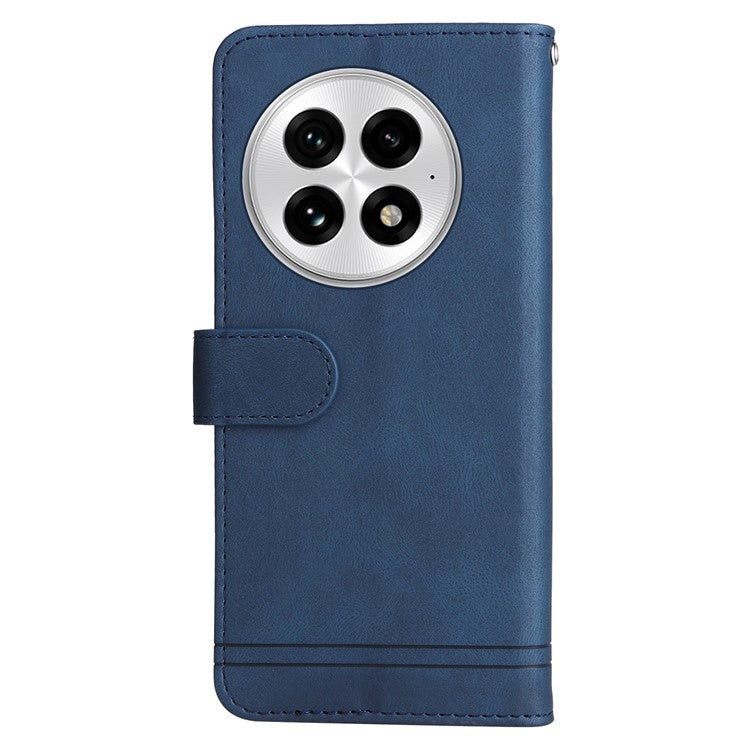 For OnePlus 13 Wallet Case Skin Touch Leather Phone Cover Tree Pattern Hardware - Blue