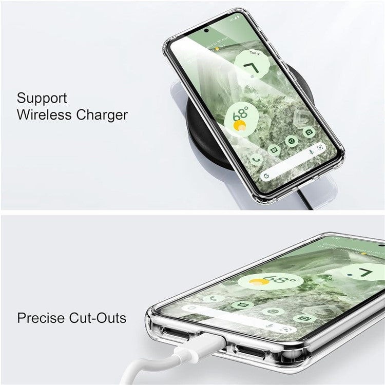 For Google Pixel 8 Magnetic Case Rotary Kickstand TPU PC Clear Phone Back Cover