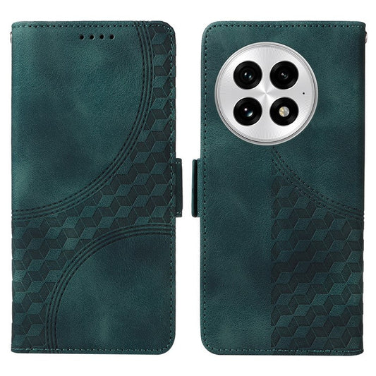 For OnePlus 13 Case PU Leather Phone Cover Rhombus Starry Imprinted - Green