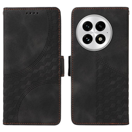 For OnePlus 13 Case PU Leather Phone Cover Rhombus Starry Imprinted - Black
