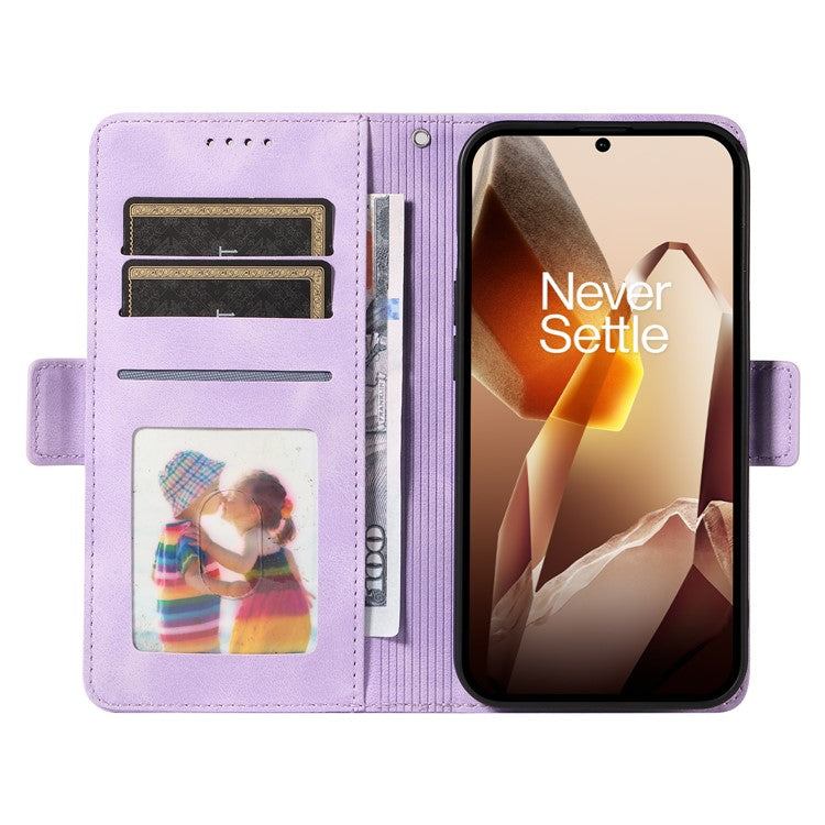 For OnePlus 13 Case PU Leather Phone Cover Rhombus Starry Imprinted - Purple