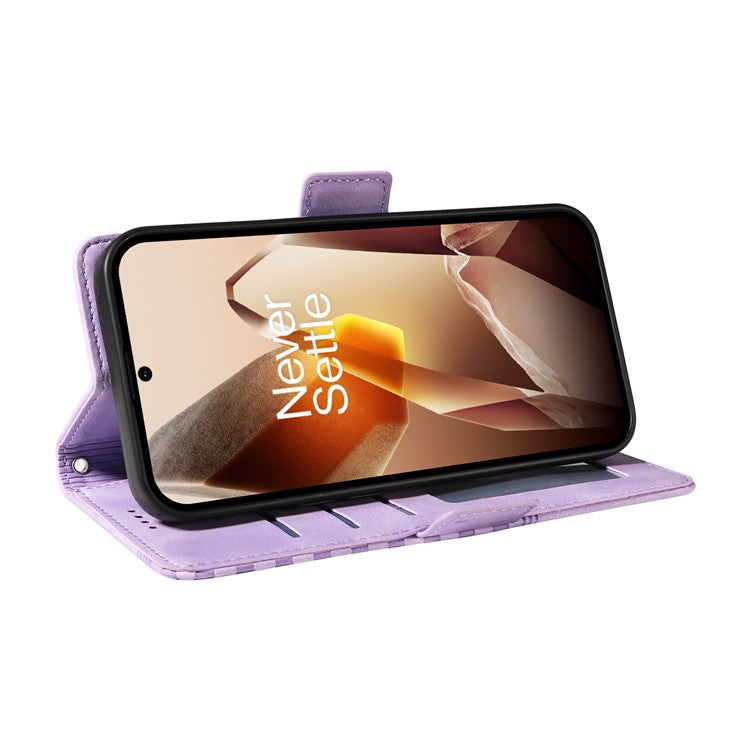 For OnePlus 13 Case PU Leather Phone Cover Rhombus Starry Imprinted - Purple