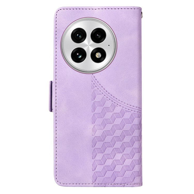 For OnePlus 13 Case PU Leather Phone Cover Rhombus Starry Imprinted - Purple