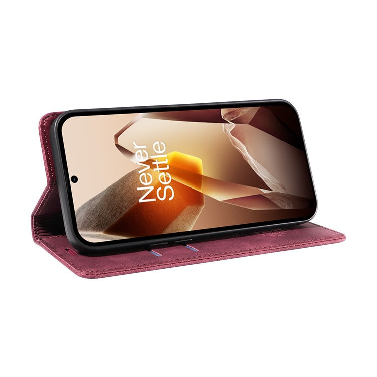 BETOPNICE 003 For OnePlus 13 Wallet Case Leather Phone Cover with Stand - Red