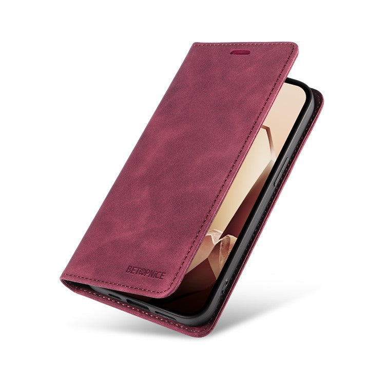 BETOPNICE 003 For OnePlus 13 Wallet Case Leather Phone Cover with Stand - Red